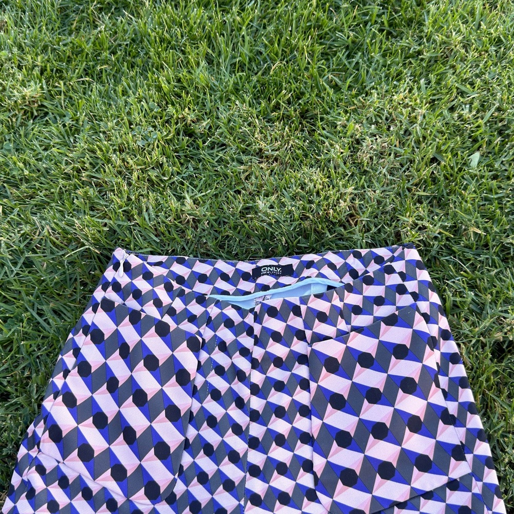 Sonia Rykiel Blue and Pink Geometric Skirt